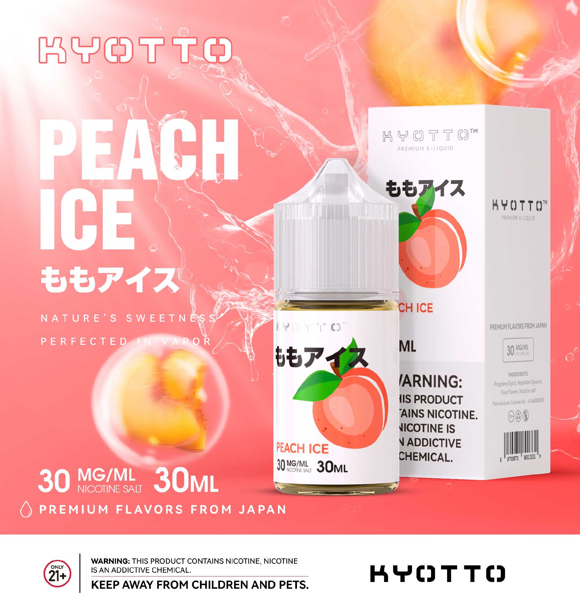 kyotto Peach Ice 30ML Nicotine Salt E-liquid